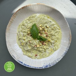 Receta con espaguetis konjac de albahaca