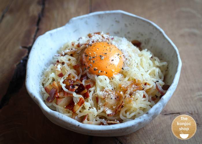 Fideos Konjac a la Carbonara – 311kcal